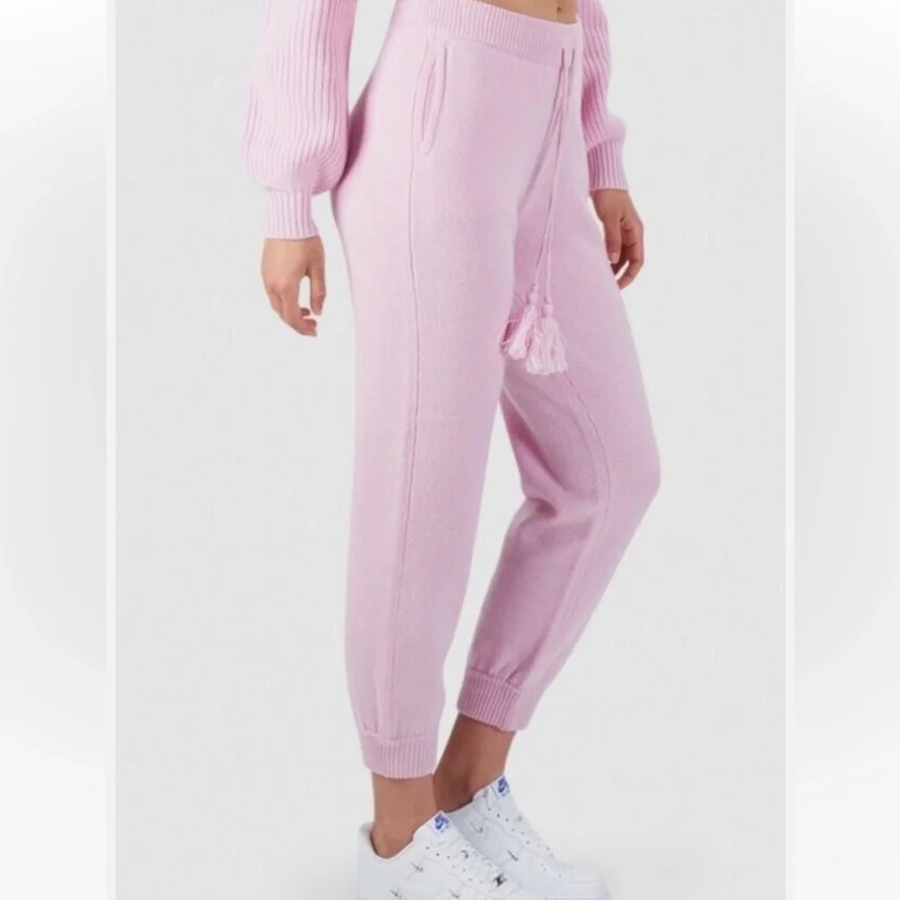 NWT Love Shack Fancy Tristan Pink Knit Sweat Pants/Joggers. Size XS. Cashmere. - Picture 4 of 15